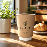 Gobelets à café en papier kraft avec logo imprimé personnalisé, jetables, écologiques, pour boissons chaudes, avec couvercles, pour les cafés, les restaurants à emporter