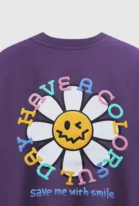 Camiseta con estampado de girasol texturizado personalizado de fábrica, top de manga corta personalizado de marca de moda para hombres