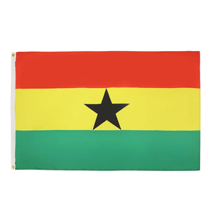 Pronto per la spedizione di 100% in poliestere 3 x5ft Stock rosso giallo verde bandiera Ghana nazionale - Product Image 1