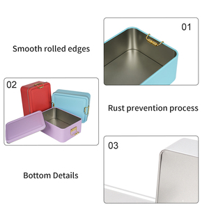 Bán Buôn Biểu Tượng Tùy Chỉnh Rỗng Kim Loại Lon Thiếc Với Khóa Khóa Nắp Cấp Thực Phẩm Hộp Ăn Trưa Cho Trẻ Em Bánh Cookie Bao Bì Hộp - Product Image 6