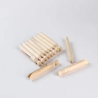 Pinces à linge en bois à tête ronde personnalisées OEM ODM, en bouleau naturel non peint, pour artisanat de poupées