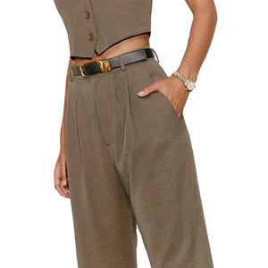 Fashion <strong>Smart</strong> <strong>Lady</strong> Pants Zip Fly <strong>Suit</strong> Dress Straight Leg Long Pants Women High Waist Wide Leg <strong>Trousers</strong> - Product Image 4