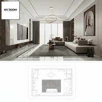 Diseño de Interiores Moderno con Plano de Planta y Renderizado en 3D