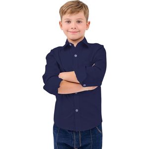 Chemises d'uniforme scolaire pour garçons à manches longues en coton avec boutons et poches poitrine - Product Image 1