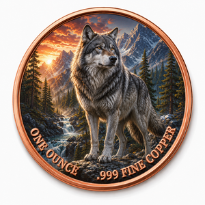 Moneta Commemorativa UV in Rame Puro da 5 once, Tema Safari con Motivo <span class=keywords><strong>Lupo</strong></span>, Servizio OEM Disponibile - Product Image 2