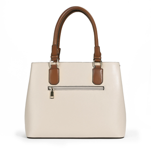 Sac fourre-tout décontracté en cuir PU bicolore, grande capacité, sac à bandoulière avec fermeture éclair, pour le bureau et l'usage quotidien, pour femme - Product Image 4