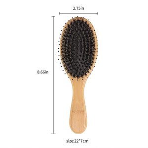 천연 대나무 돈모 헤어 브러시 친환경 타원형 패들 엉킴 방지 헤어 브러시 - Product Image 3