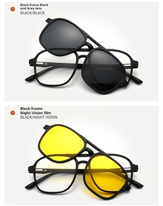 Hot Sale TR90 Night Vision Driving <b>Sunglasses</b> 5 in 1 <b>Clip</b>-<b>on</b> <b>Magnetic</b> Polarized Tac Lenses Material with Pouch - Product Image 3