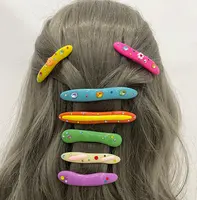 Модные летние заколки для волос карамельных цветов из смолы с бриллиантами в форме капли для женщин аксессуары для волос