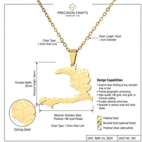 2025 vente en gros logo personnalisable métal acier inoxydable Haïti pays carte drapeau collier