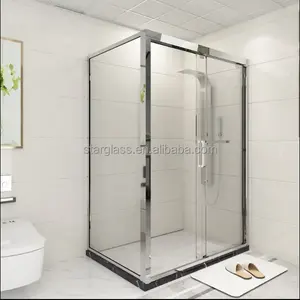 Porta de chuveiro de vidro temperado para banheiro, porta fácil de limpar, design popular, com porta deslizante, ideal para chuveiro