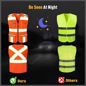 Gilet de sécurité de classe 2 avec fermeture éclair à l'avant et poches multiples, gilet haute visibilité, conforme aux normes ANSI/<span class=keywords><strong>ISEA</strong></span> - Product Image 5