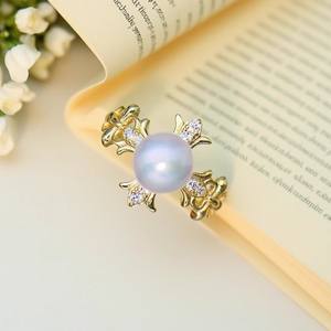 Base para Joyería de Plata DIY 10676 con Anillo de Plata S925 y Cuentas Redondas de 6-7mm Adornadas con Perlas, Base Vacía - Product Image 4