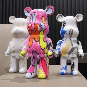 Oso de Peluche Personalizado de la Marca <span class=keywords><strong>Bearbrick</strong></span>, Diseño de Tinta Salpicada y Cielo Estrellado, Pintado a Mano, Resina Ecológica y Fibra de Vidrio, Modo Oso, Juguete de Moda, Muñeco de Regalo - Product Image 5