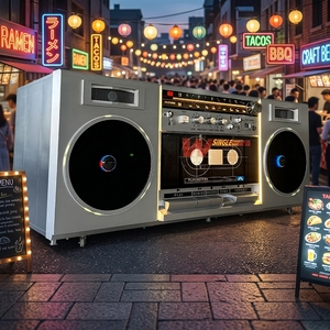 Food Truck con Diseño de Radio, Carrito de Hot Dogs con Forma de Radio, Kiosco Móvil, Casa Móvil, Food Trucks con Ruedas - Product Image 1