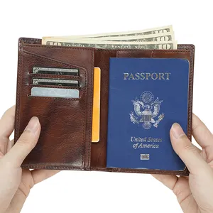 تصنيع شعار مخصص بسعر الجملة RFID حجب محافظ جلدية للسيدات جلد طبيعي جواز حامل حقيقي جلدي جواز السفر غطاء
