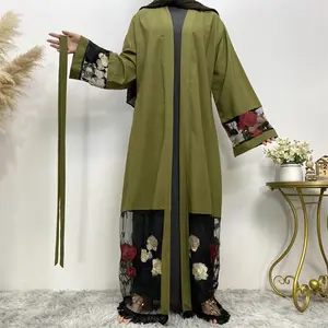 拼布刺绣开衫长袍穆斯林和服Abaya女装Shalwar Kameez巴基斯坦开斋节