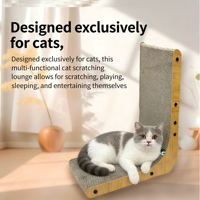 Griffoir pour chat en forme de L, 41x24x47cm, durable, en papier écologique, couleur bois naturel, montage facile, 1 niveau, pour chats de taille moyenne