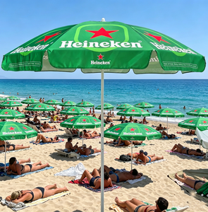 Parasol de plage <span class=keywords><strong>Heineken</strong></span> 2M avec poteau en <span class=keywords><strong>aluminium</strong></span> résistant au vent et antirouille, baleines en fibre de verre - Product Image 3