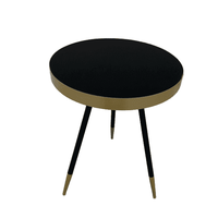 Ensemble de tables d'appoint/de salon en métal style ferme moderne avec pieds en bois massif noir et or, mobilier de maison pour salon, chambre, appartement, entrepôt