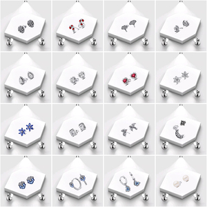 Di alta qualità argento 925-blu viole <span class=keywords><strong>del</strong></span> <span class=keywords><strong>pensiero</strong></span> rondini stelle fiori brillanti anelli doppi anelli stella <span class=keywords><strong>orecchini</strong></span> donna gioielli all'ingrosso - Product Image 4