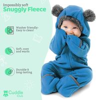 Combinaison polaire pour bébé YU TU avec capuche, mitaines et chaussons convertibles, compatible avec les sièges auto, douce et chaude, fermeture éclair facile