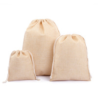 Sac cadeau en toile de jute écologique, petit sac à cordon en lin naturel