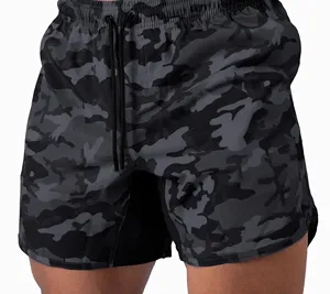 Fabricants de shorts athlétiques de camouflage pour hommes avec poches et ceinture élastique à séchage rapide vêtements de sport pour hommes