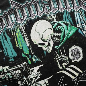 Maglietta da uomo Vintage lavata oversize ampia in cotone pesante con stampa grafica a fascia retrò - Product Image 2