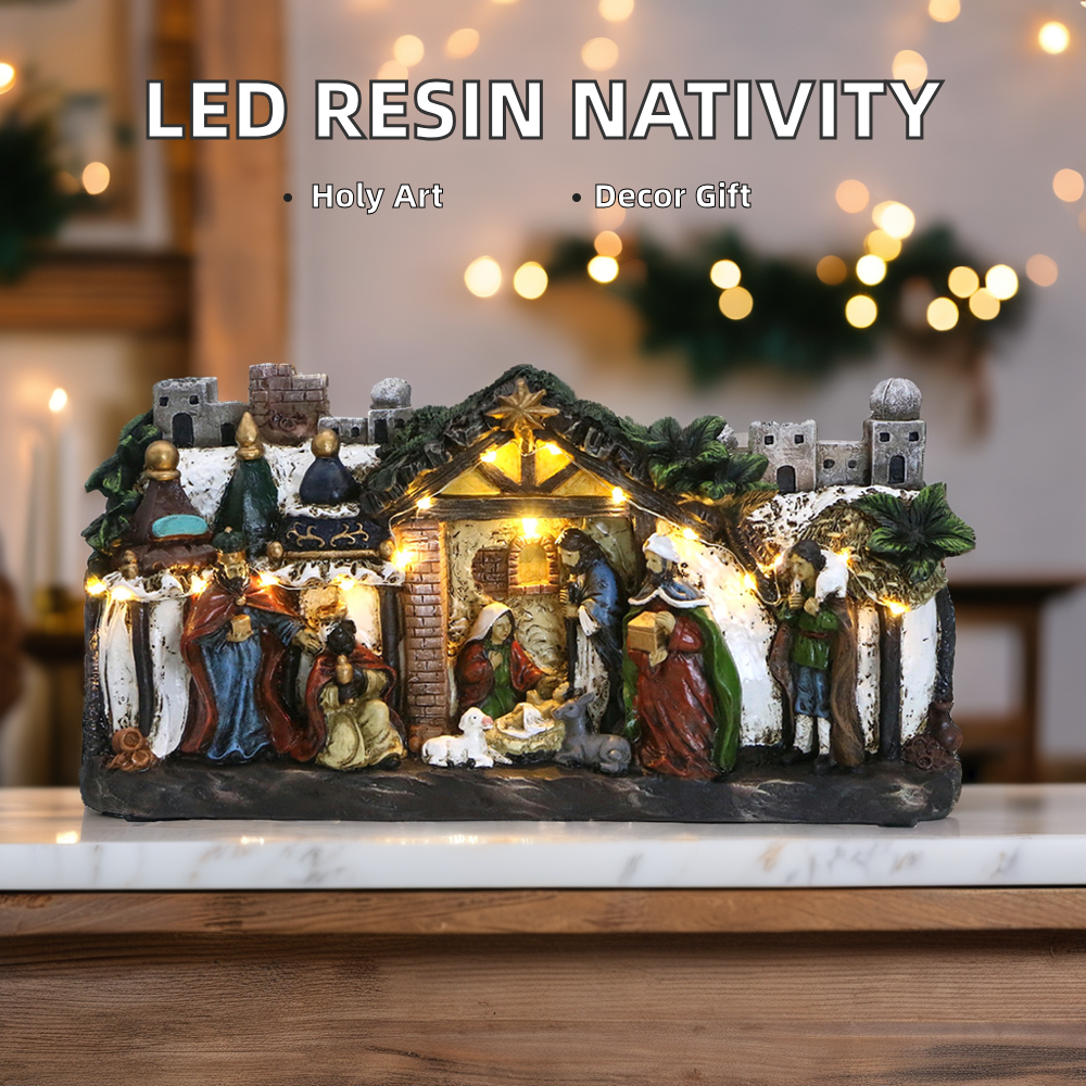 Crèche de Noël avec lumière LED.