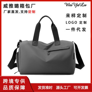 Large Capacity Gym Bag With Shoe Compartment Wet Dry Separation Travel Bag Unisex Gray Solid Color - Product Image 5
