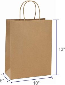<span class=keywords><strong>Pochette</strong></span> en papier kraft beige avec poignée, grand sac cadeau pour cérémonies, anniversaires et événements uniques - Product Image 5