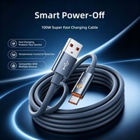 Kabel Data Braided Pengisian Daya Super Cepat 100W Smart Power-Off USB-C untuk Ponsel/Ponsel Tipe-C
