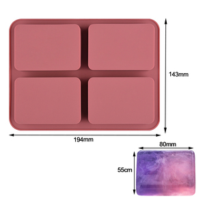 MUYULINS Factory 4-Cavity Rectangular Shape Maker LFGB Platinum Non-Stick BPA-Free <b>Silicone</b> Soap Mold - Product Image 1