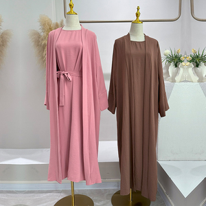 Habib Nouvelle Collection Vêtements Islamiques <span class=keywords><strong>Ensemble</strong></span> 2 Pièces Abaya Ouverte de Dubaï avec Robe Intérieure - Product Image 6