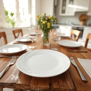 จานเซรามิกพอร์ซเลนสำหรับอาหารค่ำ ใช้กับไมโครเวฟและเครื่องล้างจานได้ ดีไซน์มินิมอลเคลือบเงา สไตล์โมเดิร์น สีขาวบริสุทธิ์ เหมาะสำหรับโรงแรมระดับไฮเอนด์ - Product Image 1