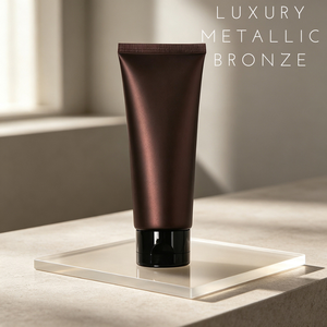 Tubes cosmétiques métalliques bronze de luxe 100g, tubes souples à presser avec bouchon à clapet, emballage pour soins de la peau, logo et boîte personnalisés - Product Image 2