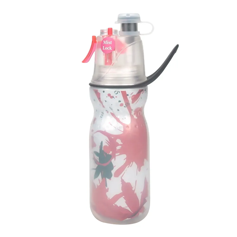 Water Spray Bottle 2 in 1 Drink and Mist Sports Spray Water Bottle Outdoor Bicycle Water Spray Bottle 470ml Splash Red