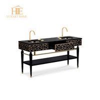 Miroir mural de luxe en marbre noir brillant, acier inoxydable doré, marbre Triano, Nero Marquina, Anthracite pour la décoration intérieure