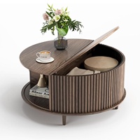 Table basse en bois massif de style vintage avec rangement, aucun assemblage requis, pour petits salons, luxe léger, style rétro américain