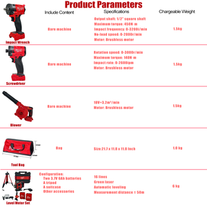 Kit d'outils industriels en acier inoxydable de haute qualité avec batterie lithium-ion, 21 pièces, OEM, ensemble d'outils électriques de haute qualité - Product Image 3