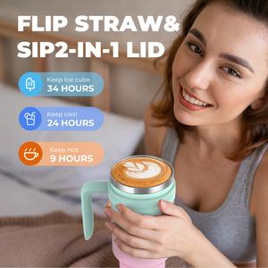 הגעה חדשה קיר כפול מבודד מותאם אישית דליפה הוכחה דליפה נירוסטה ואקום כוסות קפה עם 2-in-1 מכסה - Product Image 6