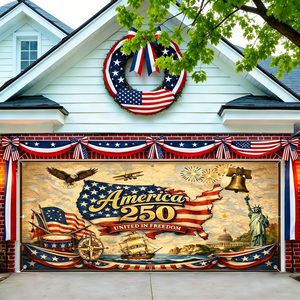 250th Anniversary of Independence Day Garage Door <b>Banner</b> Patriotic American Flag 4th of July Garage Door Cover for Outdoor Decor - Product Image 2