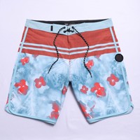 Shorts de bain imprimés extensibles 4 directions pour hommes, séchage rapide, avec cordon de serrage et poches, pour la plage et le surf