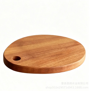 Solid <b>Wood</b> Cutting Board Ebony Teardrop Shape 24x20x2cm Kitchen Chopping <b>Block</b> For Fruit And Meat - Product Image 3