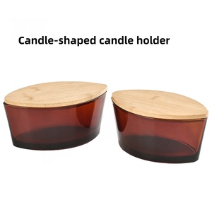 Envase de Vidrio Transparente Color Ámbar Gris de 770 ml en Forma de Barco para Velas, Frascos Vacíos al por Mayor para Fabricación de Velas con Tapa de Madera - Product Image 2