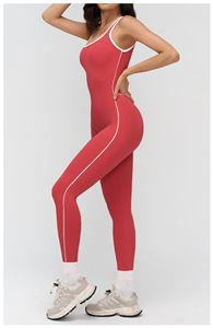 Combinaison de yoga une pièce Naked Feel pour femmes, avec bordure contrastée, col carré, body de sport pour l'entraînement, la course <span class=keywords><strong>à</strong></span> pied et le Pilates - Product Image 3