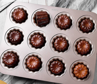 Loyang Canelé Baja Karbon Mewah untuk Kue, Anti Lengket, Berlekuk, untuk Grosir Toko Roti
