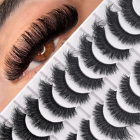 10 Pares de Pestañas Postizas de Visón Sintético, Voluminosas y Dramáticas en 3D, con Banda Negra Suave, para Maquillaje de Escenario y Fiesta LD28