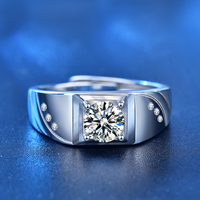 XJZ044 réglable 925 argent plaqué rond coupe Moissanite bague pour hommes bague pour hommes bague de mariage pour hommes avec des bijoux exquis